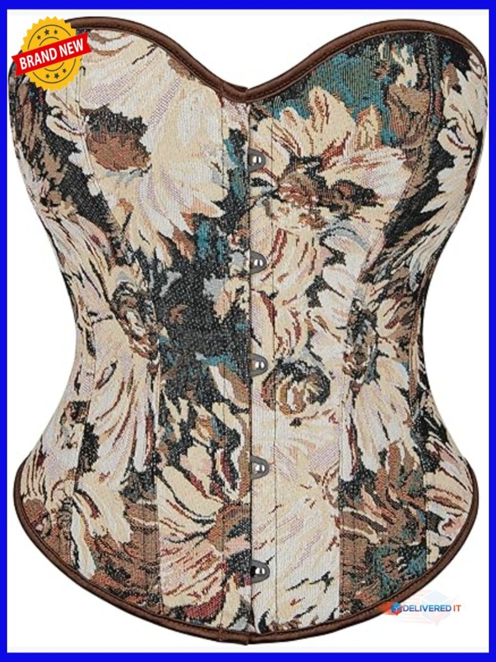 Women Vintage Lace Up Corset Top with Steel Bones, Bustier for Hourglass Shape